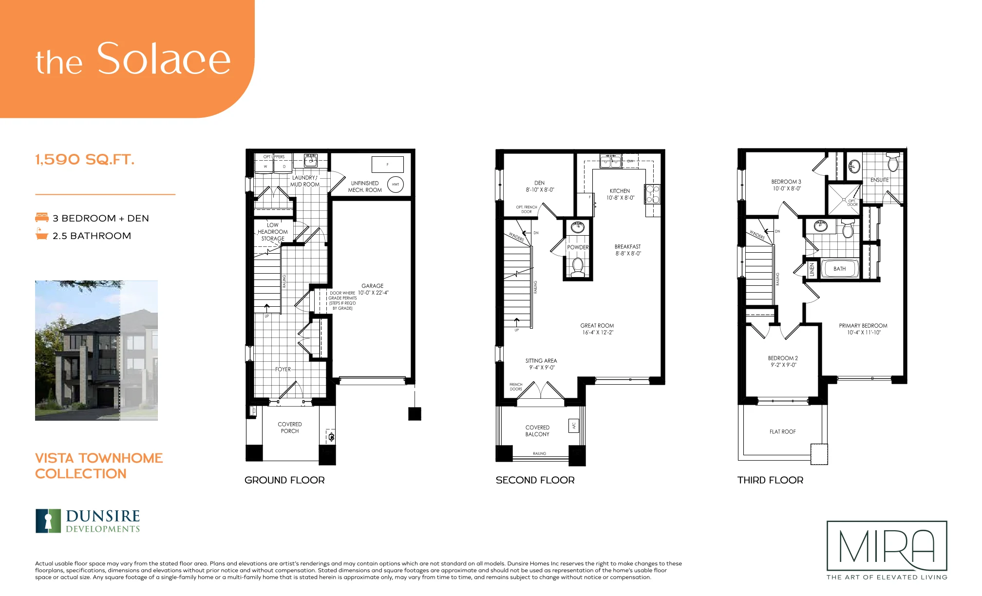 Solace floor plan, 3 bed 2.5 bath