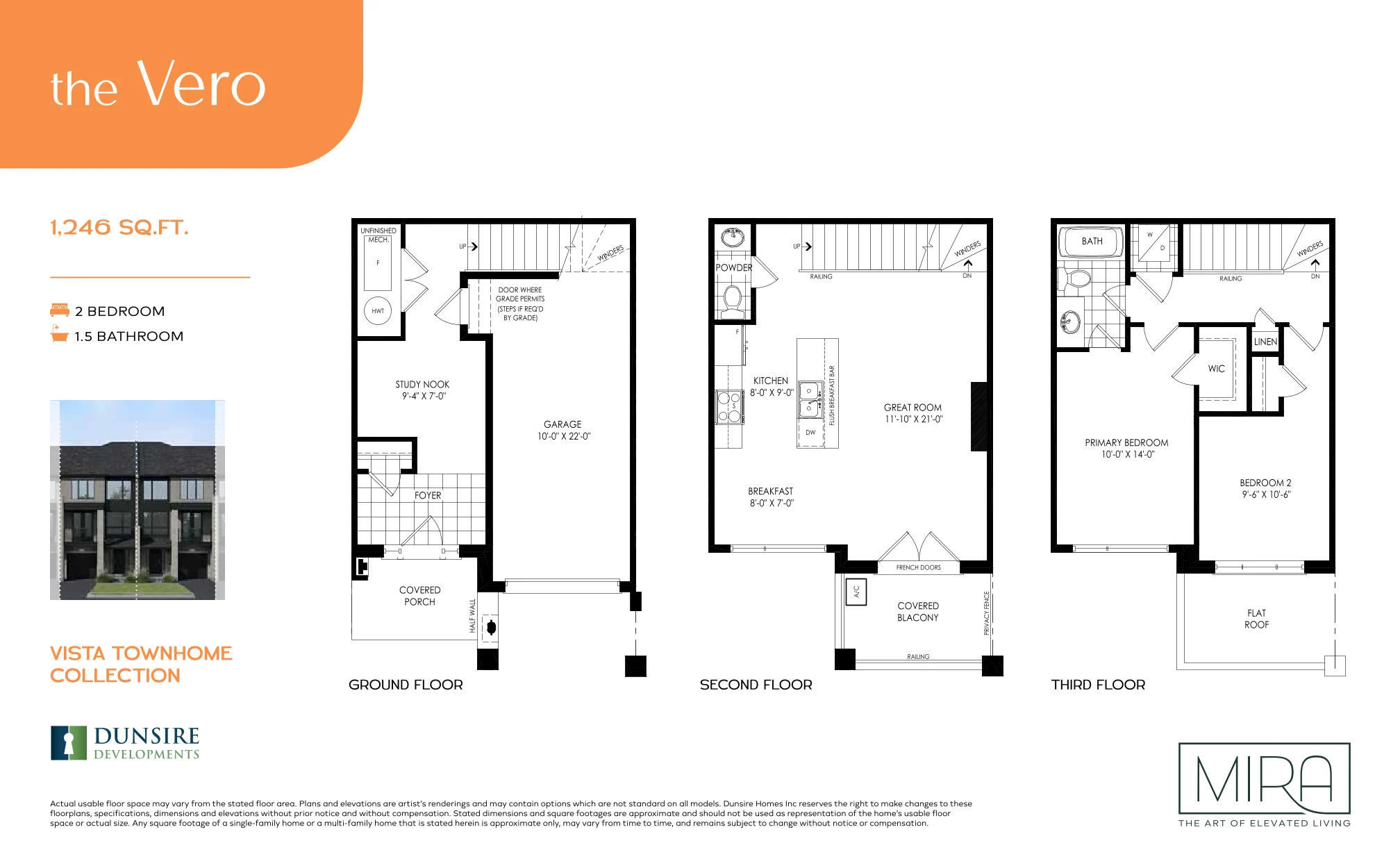 Vero floor plan, 2 bed 1.5 bath
