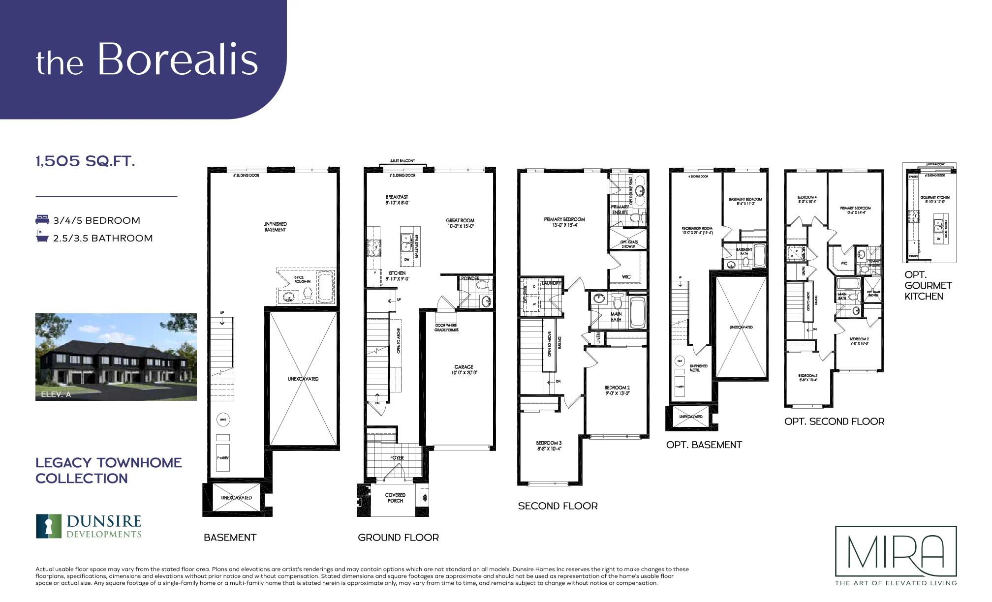Borealis floor plan, 3 bed 2.5 bath
