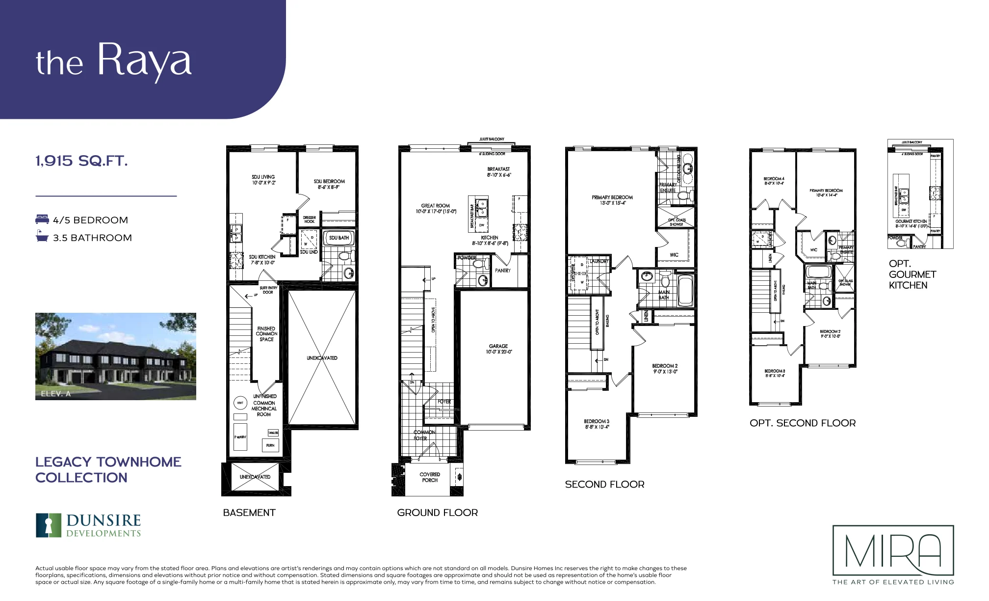 Raya floor plan, 4 bed 3.5 bath