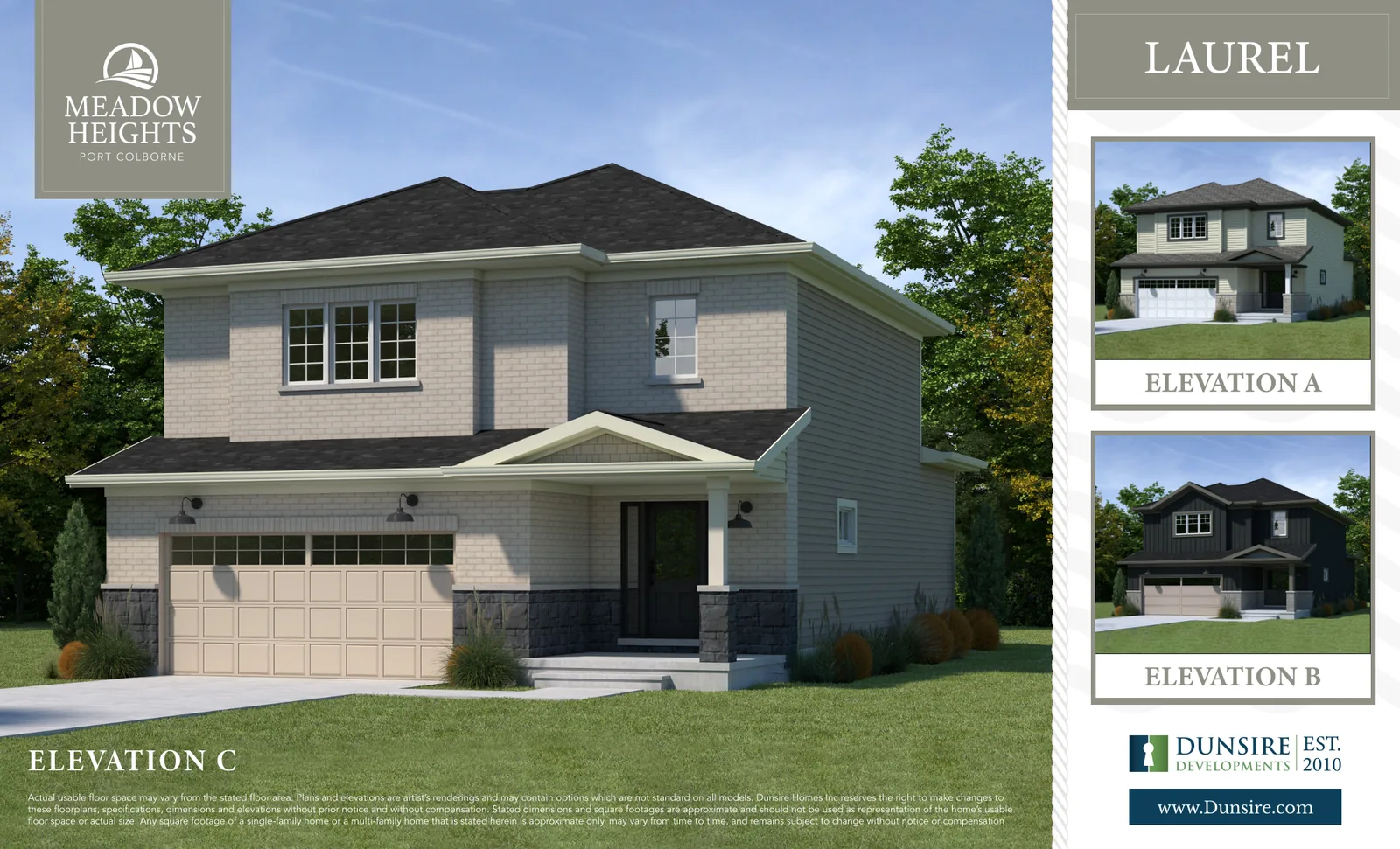 Laurel model front elevation, Meadow Heights