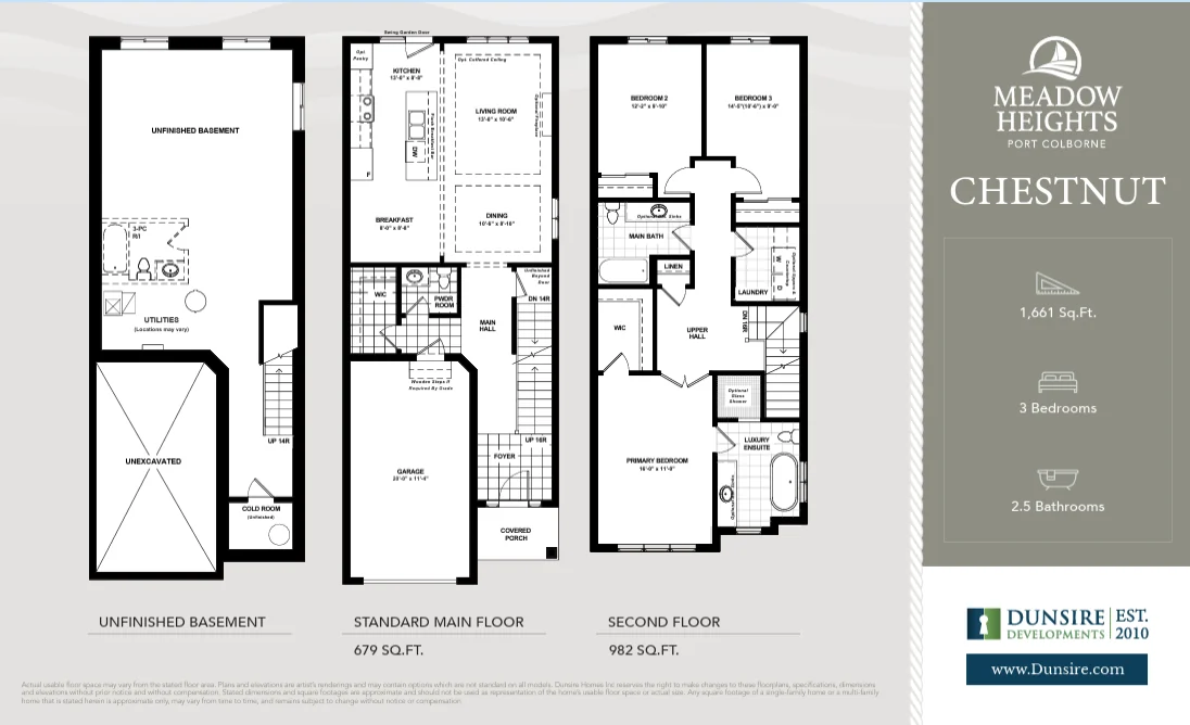 Chestnut floor plan, 3 bed 2.5 bath