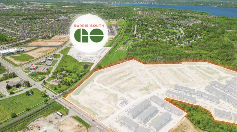 Mira community in South Barrie with the GO Train line nearby